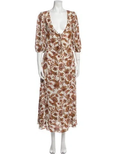Pre-owned Nicholas Floral Print Long Dress In Orange
