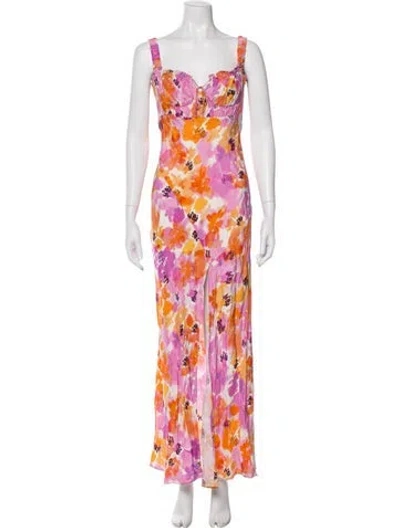 Pre-owned Nicholas Floral Print Long Dress In Orange