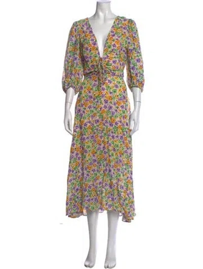Pre-owned Nicholas Floral Print Long Dress In Orange
