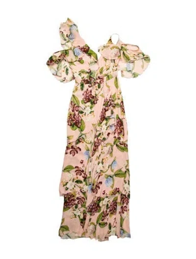 Pre-owned Nicholas Floral Print Long Dress In Pink