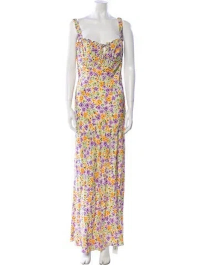Pre-owned Nicholas Floral Print Long Dress In Pink