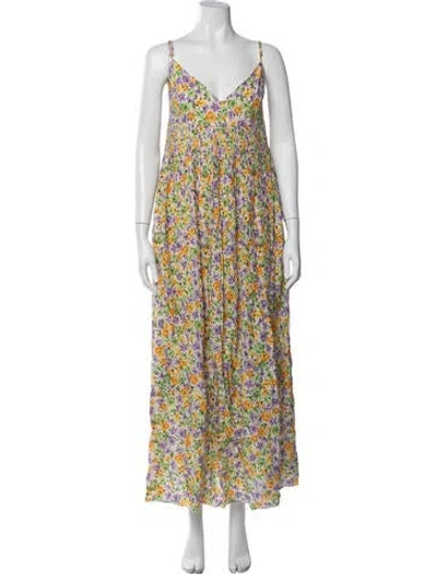 Pre-owned Nicholas Floral Print Long Dress In Pink