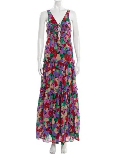 Pre-owned Nicholas Floral Print Long Dress In Purple
