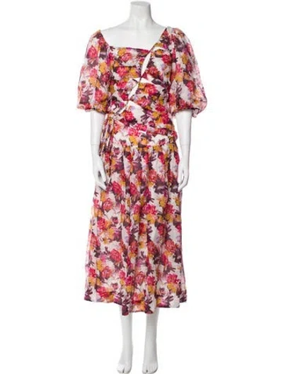 Pre-owned Nicholas Floral Print Long Dress In Purple