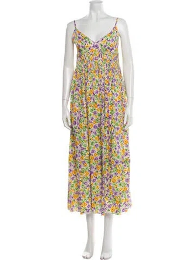 Pre-owned Nicholas Floral Print Long Dress In Purple
