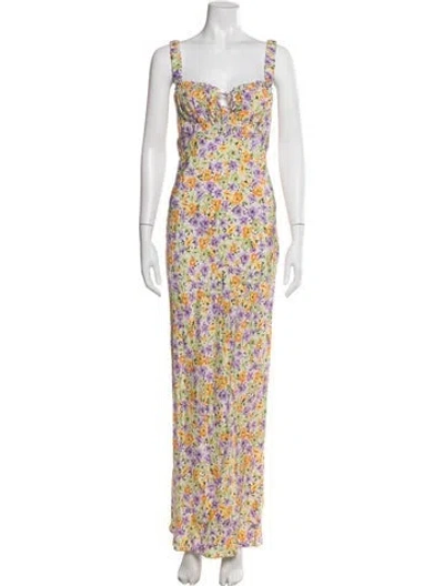 Pre-owned Nicholas Floral Print Long Dress In Purple