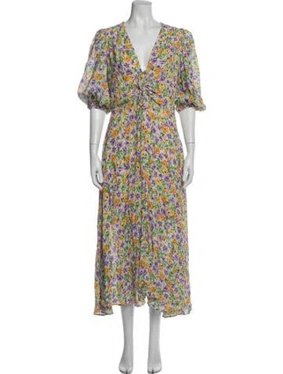 Pre-owned Nicholas Floral Print Long Dress In Purple