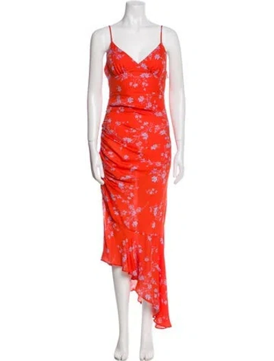Pre-owned Nicholas Floral Print Long Dress In Red