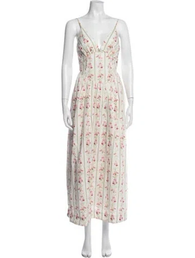 Pre-owned Nicholas Floral Print Long Dress W/ Tags In Neutral