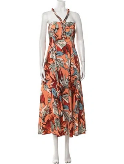 Pre-owned Nicholas Floral Print Long Dress W/ Tags In Orange