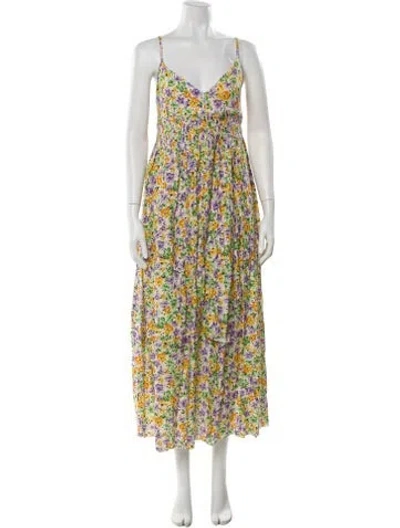 Pre-owned Nicholas Floral Print Long Dress W/ Tags In Purple