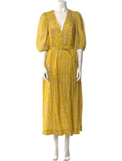 Pre-owned Nicholas Floral Print Long Dress W/ Tags In Yellow