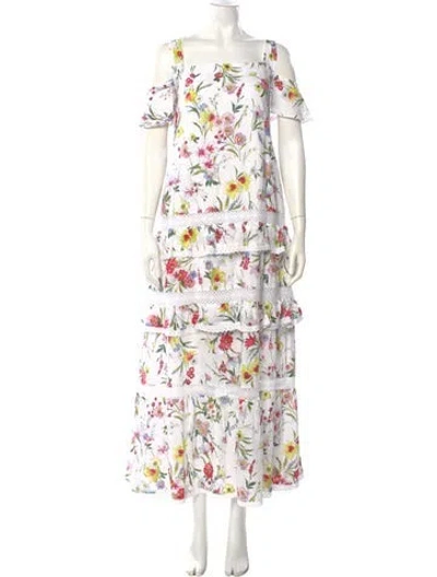 Pre-owned Nicholas Floral Print Long Dress In White