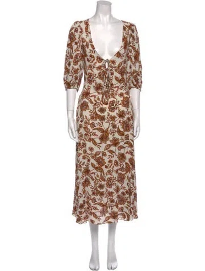 Pre-owned Nicholas Floral Print Long Dress In White