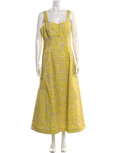 Pre-owned Nicholas Floral Print Long Dress In Yellow