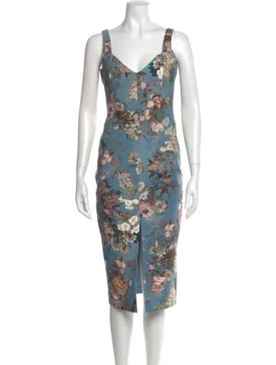 Pre-owned Nicholas Floral Print Midi Length Dress In Blue