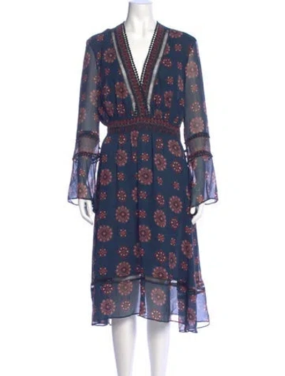Pre-owned Nicholas Floral Print Midi Length Dress In Blue