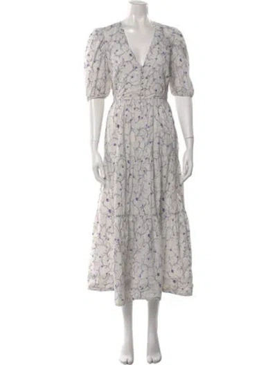 Pre-owned Nicholas Floral Print Midi Length Dress In Blue