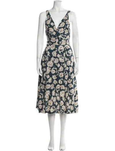 Pre-owned Nicholas Floral Print Midi Length Dress In Blue