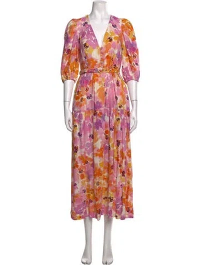 Pre-owned Nicholas Floral Print Midi Length Dress In Multi