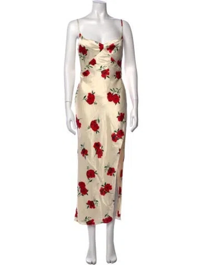 Pre-owned Nicholas Floral Print Midi Length Dress In Neutral