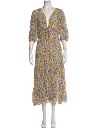 Pre-owned Nicholas Floral Print Midi Length Dress In Orange