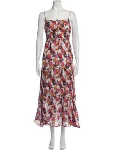Pre-owned Nicholas Floral Print Midi Length Dress In Purple