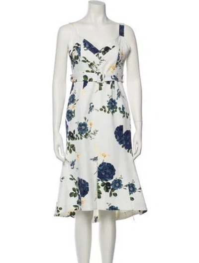 Pre-owned Nicholas Floral Print Midi Length Dress W/ Tags In Neutral