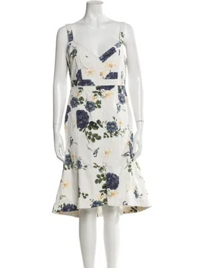 Pre-owned Nicholas Floral Print Midi Length Dress In White