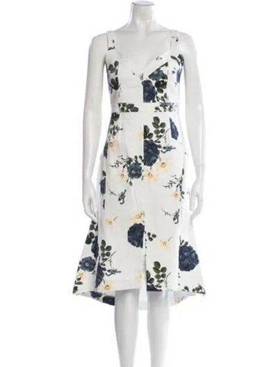 Pre-owned Nicholas Floral Print Midi Length Dress In White