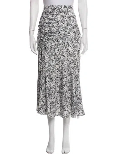 Pre-owned Nicholas Floral Print Midi Length Skirt In Black/white