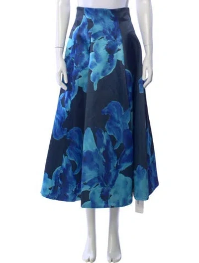 Pre-owned Nicholas Floral Print Midi Length Skirt In Blue