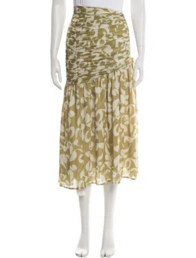 Pre-owned Nicholas Floral Print Midi Length Skirt In Green