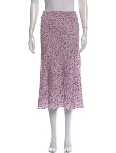 Pre-owned Nicholas Floral Print Midi Length Skirt In Pink