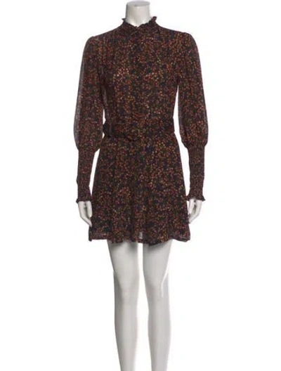 Pre-owned Nicholas Floral Print Mini Dress In Black