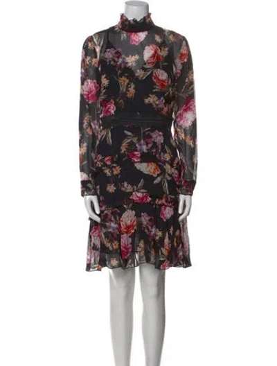 Pre-owned Nicholas Floral Print Mini Dress In Black