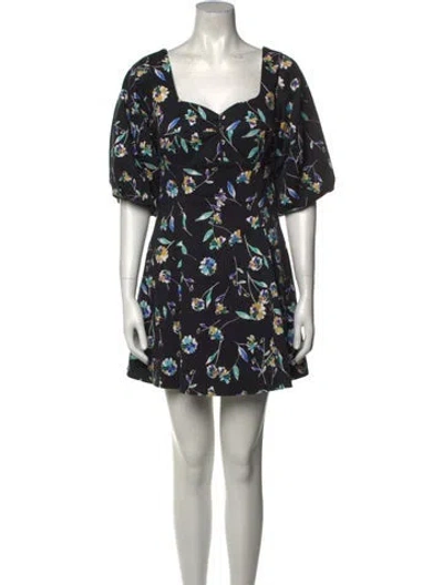 Pre-owned Nicholas Floral Print Mini Dress In Black