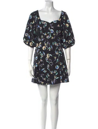 Pre-owned Nicholas Floral Print Mini Dress In Black