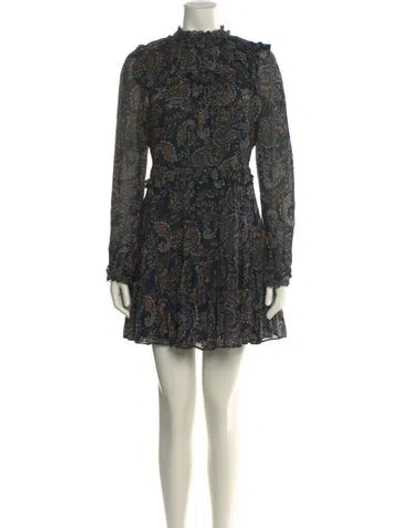 Pre-owned Nicholas Floral Print Mini Dress In Black