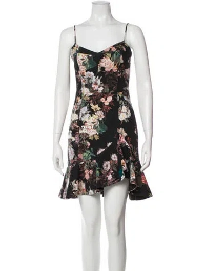 Pre-owned Nicholas Floral Print Mini Dress In Black