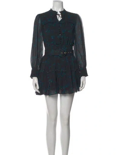 Pre-owned Nicholas Floral Print Mini Dress In Black