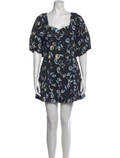 Pre-owned Nicholas Floral Print Mini Dress In Black