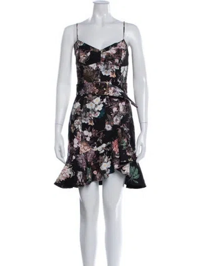 Pre-owned Nicholas Floral Print Mini Dress In Black