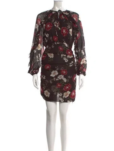 Pre-owned Nicholas Floral Print Mini Dress In Black