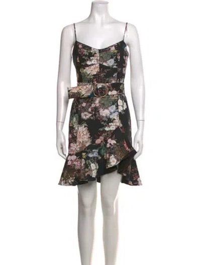Pre-owned Nicholas Floral Print Mini Dress In Black