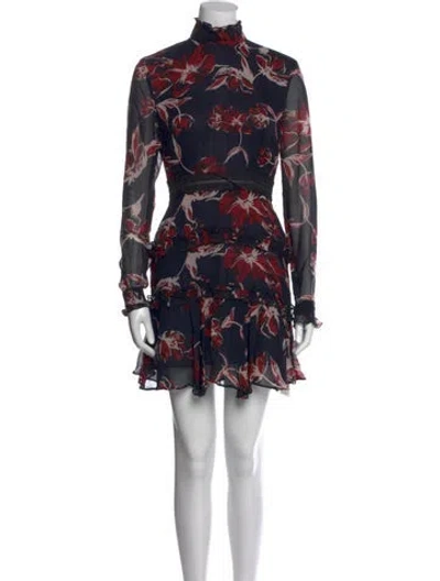 Pre-owned Nicholas Floral Print Mini Dress In Blue