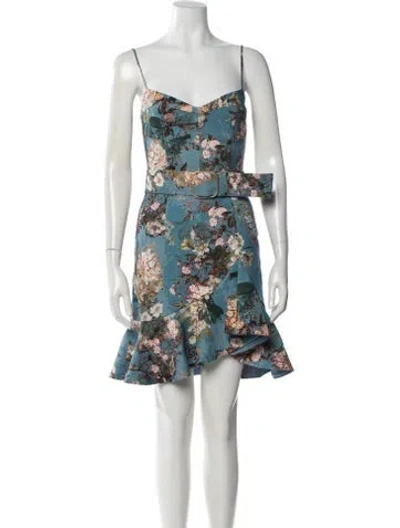Pre-owned Nicholas Floral Print Mini Dress In Blue