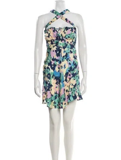 Pre-owned Nicholas Floral Print Mini Dress In Green