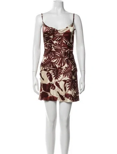 Pre-owned Nicholas Floral Print Mini Dress In Neutrals