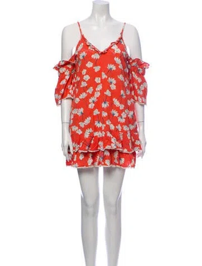 Pre-owned Nicholas Floral Print Mini Dress In Orange
